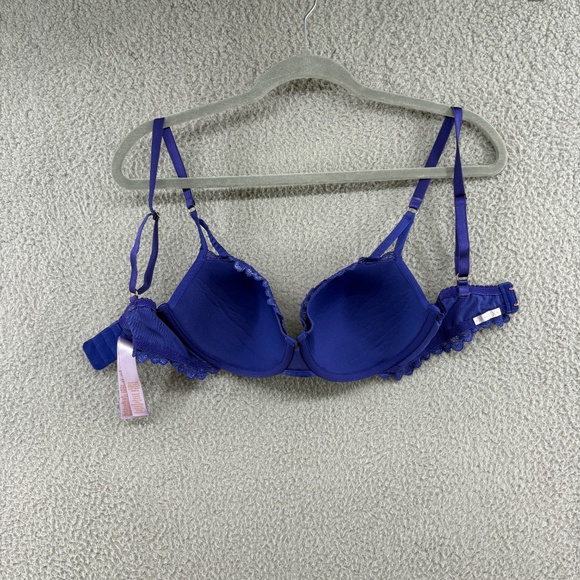 Savage X Fenty Savage Not Sorry Lightly Lined Lace Balconette Bra Blue Size 32D - Picture 5 of 9